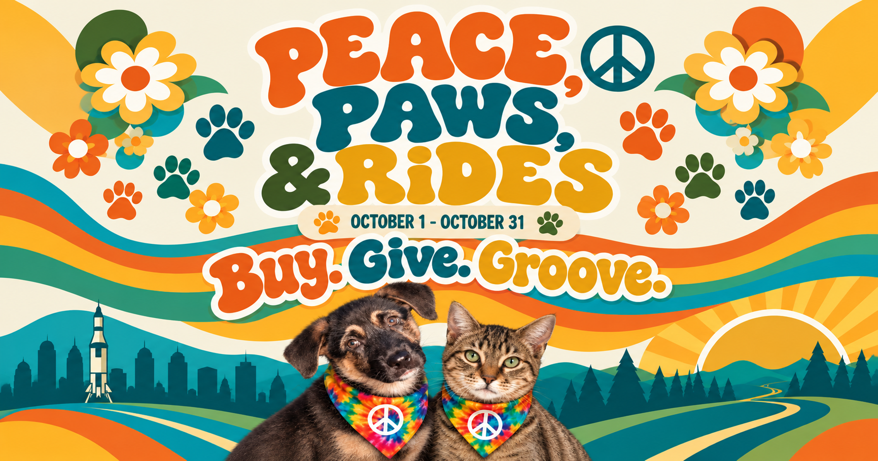 Peace, Paws & Rides Poster